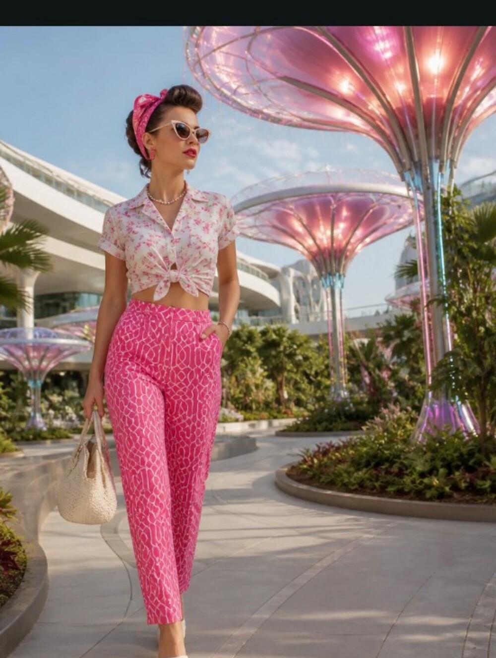 Jude Connally Hot Pink Printed Cropped Pants
